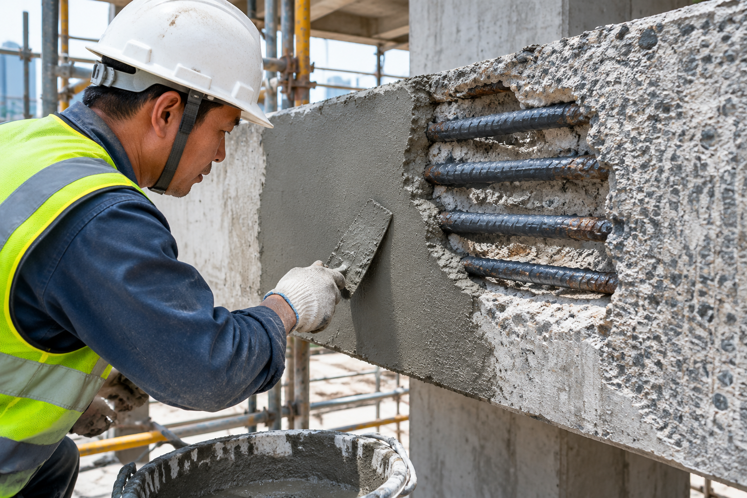 ترمیم بتن چیست؟ روش‌ها، نقاط اجرایی و الزامات کیفیت با استناد به ACI/ASTM/ICRI